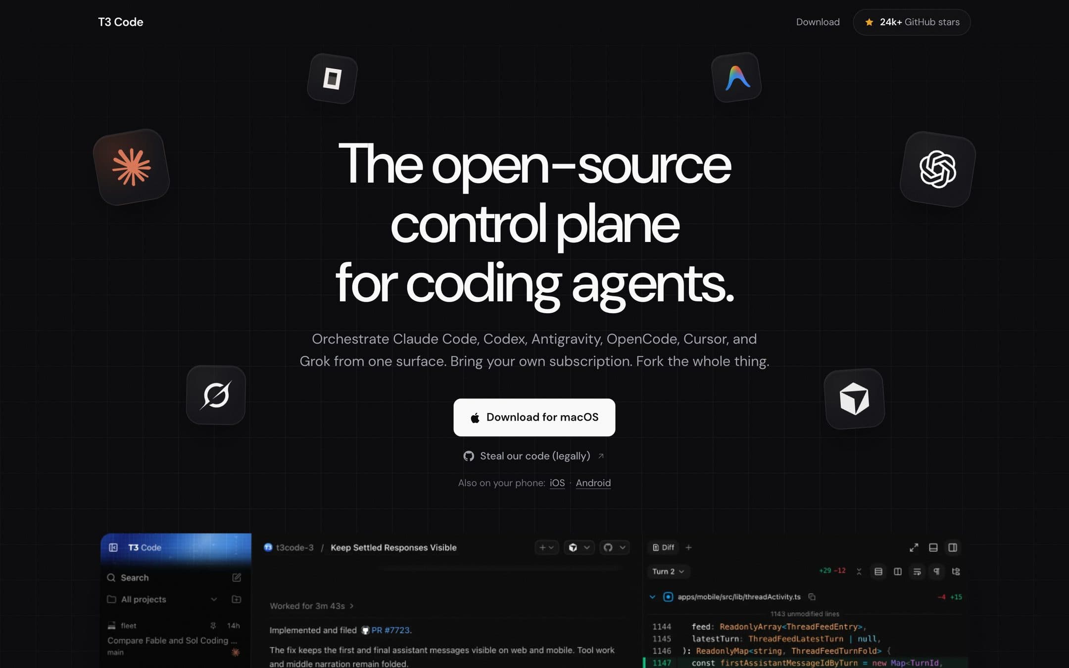The original t3.codes landing page
