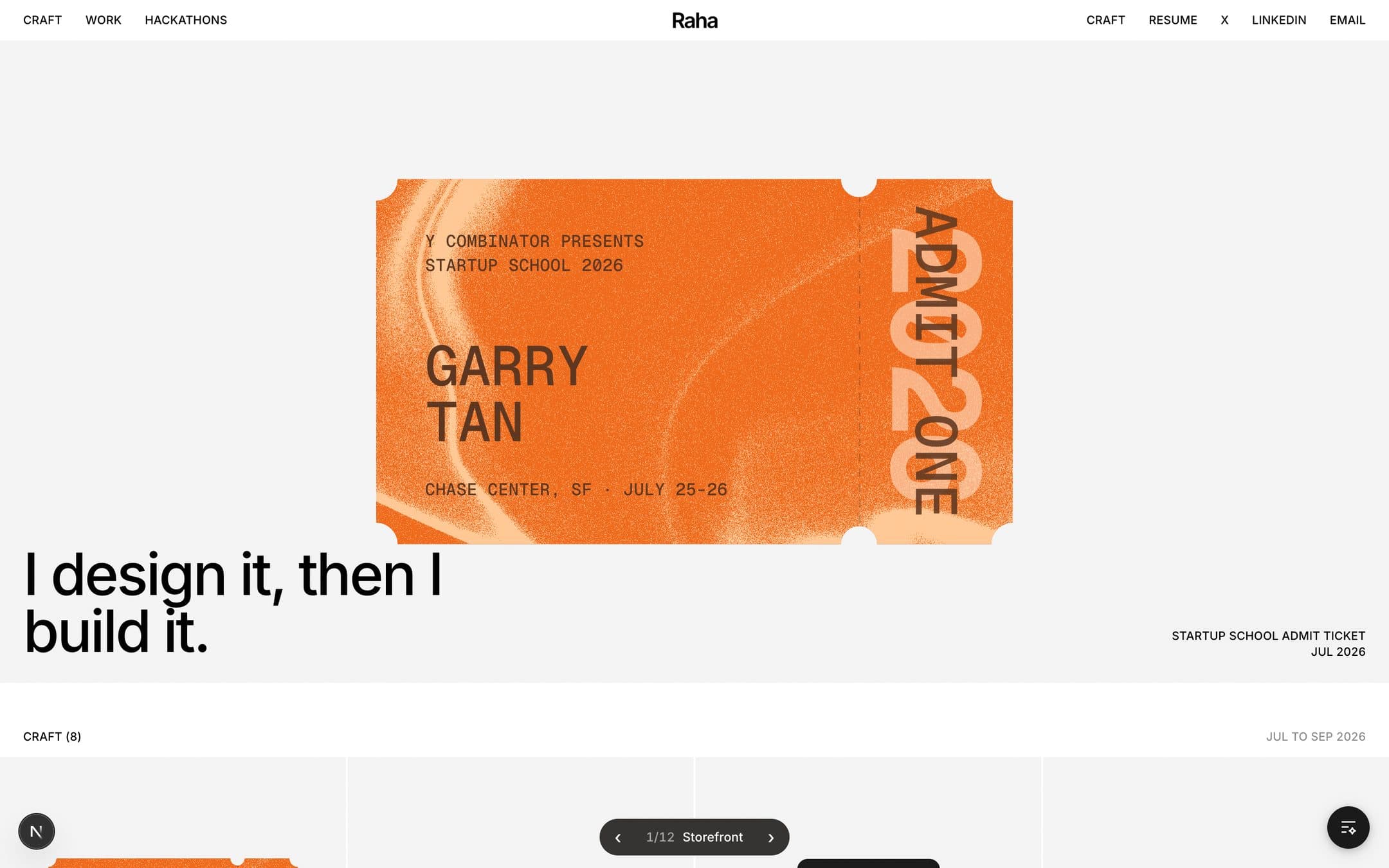 One of the lab layouts: a shop-style page with a large orange ticket